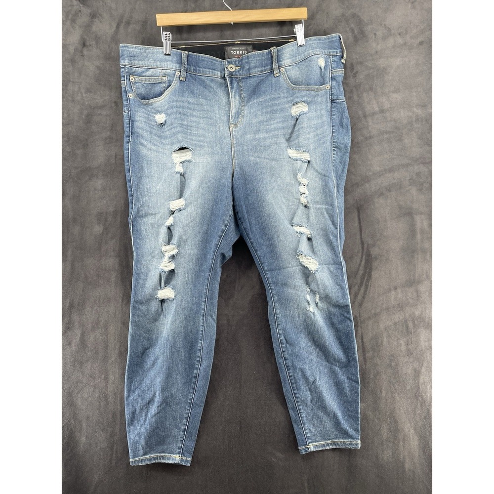Torrid Premium Women's Distressed Skinny Jeans Blue Size 24S Plus